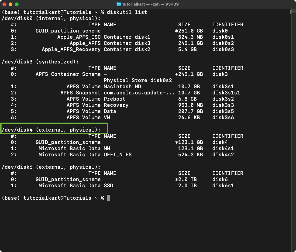 Format USB Drive Using Terminal - First Step to identify the USB
